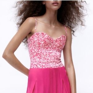 ZARA Floral Printed Corset Bodysuit Sz-L